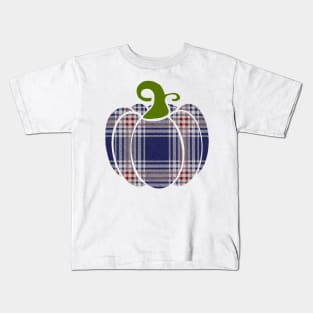 Red, White, and Blue Flannel Pumpkin Kids T-Shirt